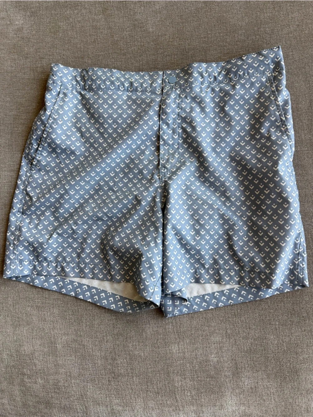 Abercrombie & Fitch Light Blue Geometric Print Swim Shorts